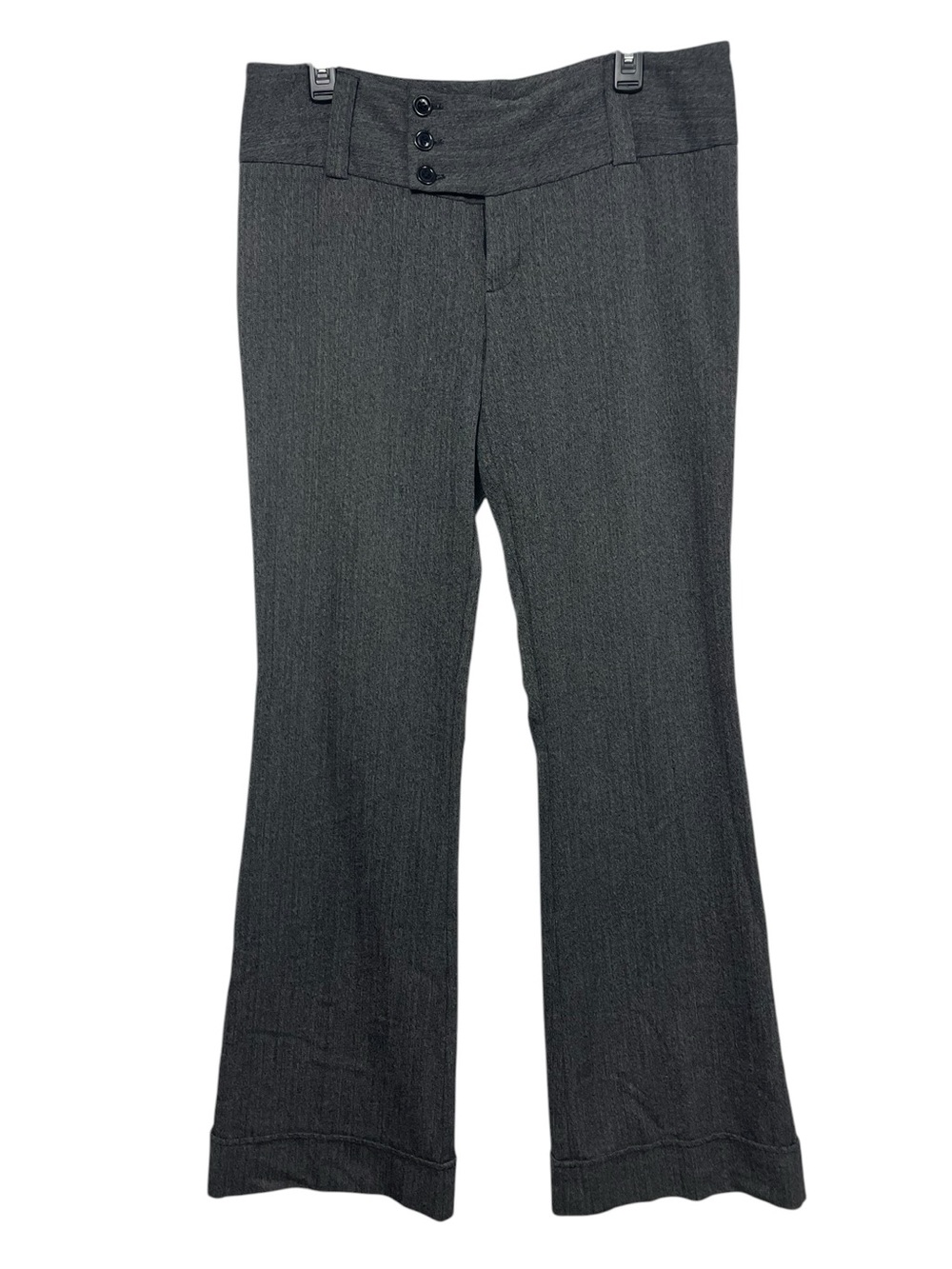 Vintage Y2K Alloy Gray Herringbone Triple Button 15 Flare Trousers Pants 00s